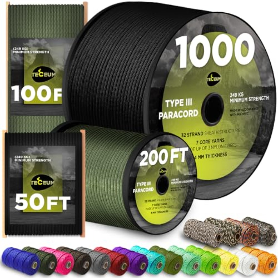 Para Cord 1000Ft - 5/32인치 파라코드 로프 1000 1000피트/ 200피트/