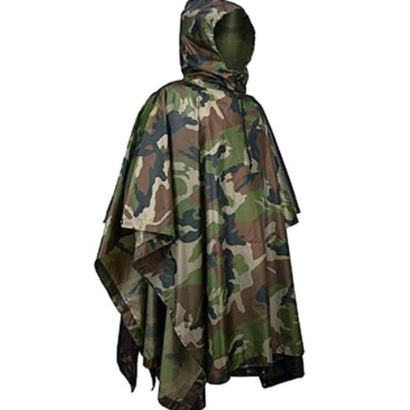 Emergency Poncho Rain - PVC/PU 위장 전술 레인코트 휴대용 접이식