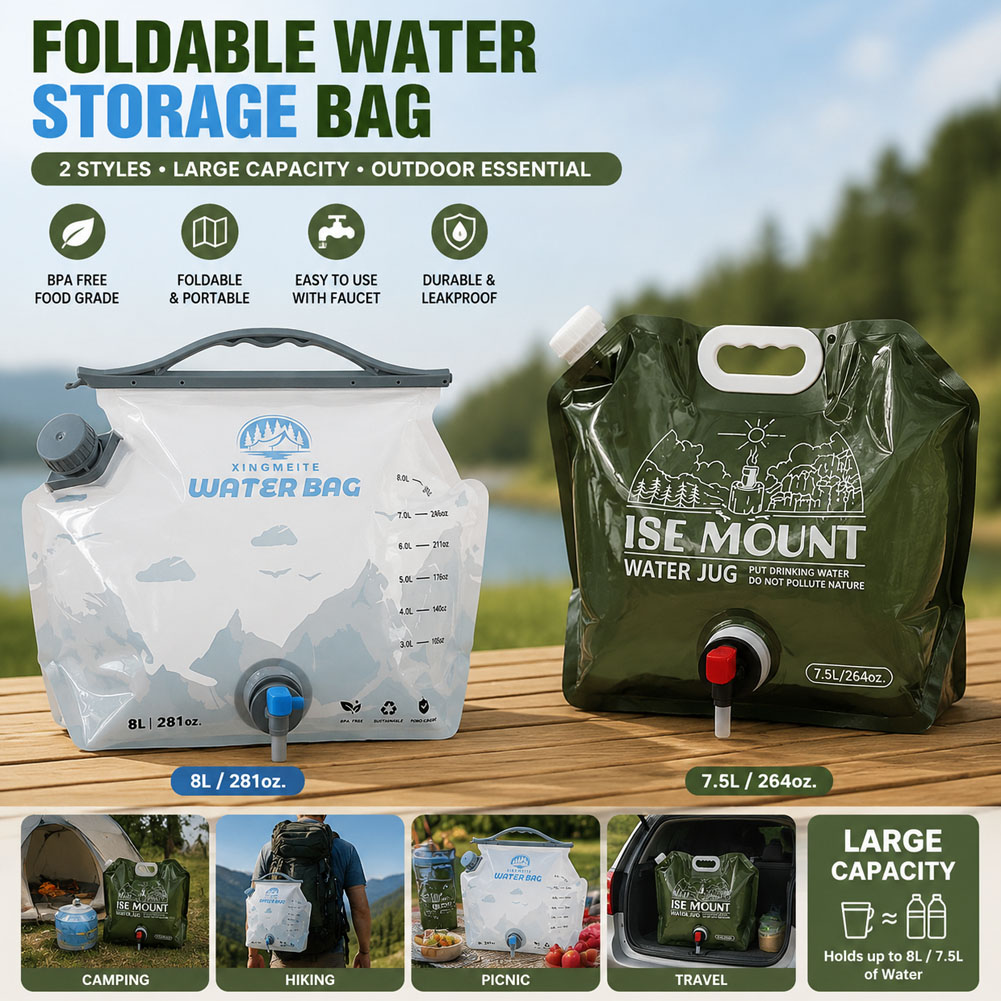 Water Bag Collapsible - 8L 대용량 야외 접이식 휴대용 물통,
